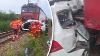 Accident feroviar grav în Iași. Doi oameni au murit după ce mașina în care se aflau a fost lovită de tren și târâtă 150 de metri