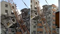 O macara s-a prăbușit peste blocul din Rahova distrus de explozia din 2025. Locatarii trăiesc din nou clipe de coșmar: „Munca mea de 47 de ani aici mi-a rămas”