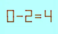 Test IQ pentru genii. Mută un singur băț de chibrit pentru a corecta  0 – 2 = 4. Doar românii deștepți reușesc