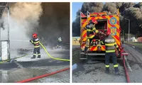 Arad: Incendiul de la fabrica de polistiren a fost lichidat. Focul a degajat fum dens și căldură puternică