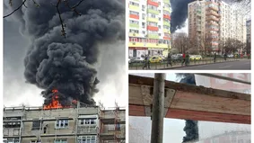 Incendiu puternic pe terasa unui bloc din cartierul Rahova