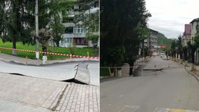 Prăbușire periculoasă în Slănic Prahova: O stradă colapsează peste un zăcământ de sare