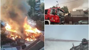 Incendiu de proporții în Capitală. Mai multe locuințe au fost cuprinse de flăcări