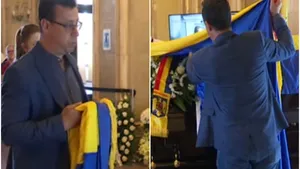 Omagiul deosebit pe care Victor Ciutacu i l-a adus lui Florin Condurăţeanu. Sicriul regretatului jurnalist, acoperit cu drapelul eroilor. VIDEO