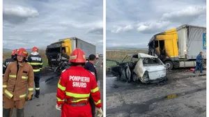 Accident grav la ieşirea din Mizil, județul Prahova. Şoferul unui Logan a ars de viu