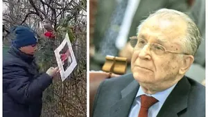 Scandal la geamul lui Ion Iliescu de ziua lui. Marian Ceaușescu a aruncat cu vopsea roșie în fața casei, a agățat de gardul o cucuvea și a anunțat că și-a cumpărat loc de veci lângă cel al fostului președinte