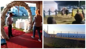 Nuntă pe stadion, fără aprobare, organizată de un consilier local din Gorj. Reabilitarea locului a costat peste 7 miliarde de lei