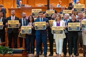 Protest AUR în Parlament după audierea lui Călin Georgescu la DIICOT: „Opriți poliția politică!”