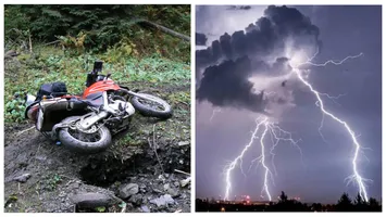 Un motociclist din Alba a fost lovit de FULGER în mers. A fost găsit în stop cardio-respirator și resuscitat la timp
