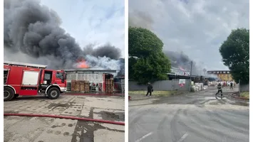 Incendiu puternic la un depozit din București. A fost emis Ro-Alert