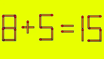Test IQ. Mută un singur băț de chibrit pentru a corecta ecuația 8+5=15