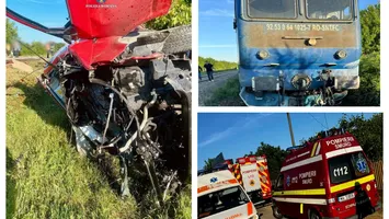 Accident feroviar grav în Dâmbovița. O persoană a murit după ce un tren a lovit o dubă