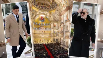 Gigi Becali și George Simion au fumat pipa păcii în Casa Domnului. Aflat la sfințirea Catedralei Naționale, afaceristul a lăsat garda jos: „M-am împăcat cu cel cu care eram certat. Am stat la 10 metri de Simion”