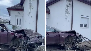 Un şofer beat a „zburat” cu un BMW în casa unui celebru influencer din România. „Rupt de beat, l-a luat Poliţia!” VIDEO