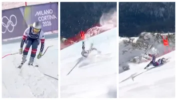 VIDEO Accident cumplit la Milano-Cortina. O legendă a schiului s-a ”rupt” la câteva secunde după startul probei de coborâre! Plângea și urla de durere pe pârtie!