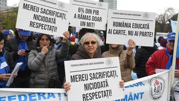 Protest al profesorilor la Cotroceni: Şcoală săracă – Ţară needucată