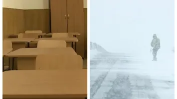 Școli închise din cauza codului portocaliu de ninsori și viscol. Elevii vor sta acasă miercuri, 18 februarie
