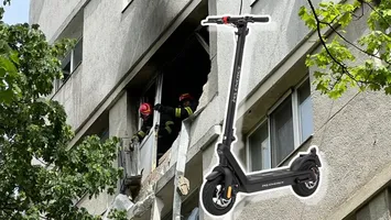 VIDEO O trotinetă electrică pusă la încărcat a explodat într-un apartament din Bucureşti. Proprietarul a ajuns la spital cu arsuri, iar apartamentul a fost distrus 