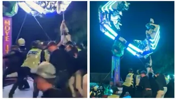 Clipe de panică în Caransebeș. 17 copii au stat 40 de minute cu capul în jos după ce caruselul în care se aflau s-a stricat