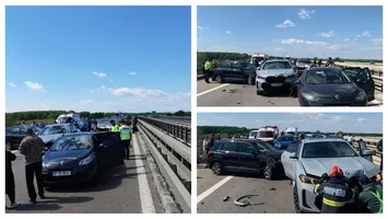 Carambol cu șapte mașini pe Autostrada A3. Traficul spre București a fost blocat și deviat, se circulă doar pe banda de urgență