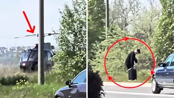 VIDEO A fentat coada de pe A2 cu elicopterul! Imaginile virale cu turistul care a plecat din Mamaia cu „uber-ul pentru bogați”