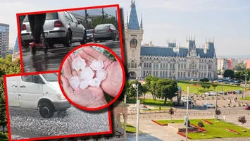 VIDEO A fost potopul lui Noe la Iași! Furtună, grindină cât nuca, străzi inundate, copaci căzuți peste mașini!