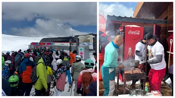 VIDEO Românii, la munte și la mare de 1 Mai. Pârtii arhipline în Sinaia! Cât costă o porție de mici la Cota 2000