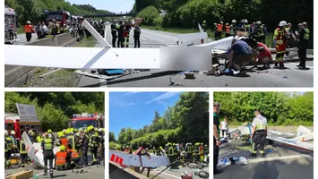 VIDEO Un planor s-a prăbuşit pe autostradă. Pilotul a murit la impact