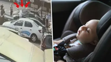 Clipe de groază în Alba Iulia. Un bebeluș, salvat de un jandarm dintr-o mașină în care erau peste 30°C