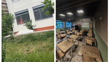 Incendiu la o școală din Oradea. O clasă a fost cuprinsă de flăcări, pompierii au intervenit de urgență