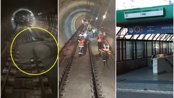 Incident la metrou! Bucată de tunel prăbușită în fața trenului, pe Magistrala M4, din cauza infiltrațiilor. VIDEO
