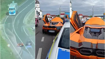 Trei depășiri neregulamentare l-au lăsat pe un șofer de Lamborghini fără permis. Amenda uriașă pe care trebuie să o plătească