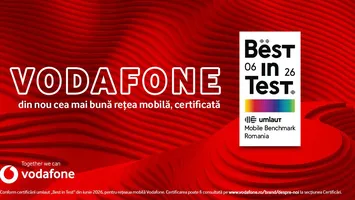 Vodafone România obține, pentru al cincilea an consecutiv, certificarea umlaut „Best in Test” pentru rețeaua sa mobilă