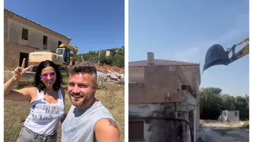 Tavi Clonda și Gabriela Cristea s-au apucat de demolat casa din Italia: ”Gabriela a avut mari emoții”