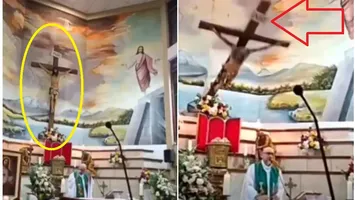 ȘOCANT! Un preot a murit după ce o cruce de mari dimensiuni a căzut peste el în timpul slujbei! Credincioșii au văzut scena de groază în direct pe net