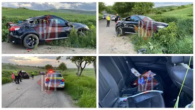 Un şofer din Iaşi şi-a făcut praf BMW-ul. Incredibil ce au găsit poliţiştii în bolidul răsturnat