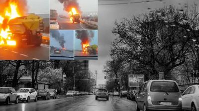 De ce a luat foc un utilaj de deszăpezire între Chitila și Otopeni. Mașina a ars în totalitate