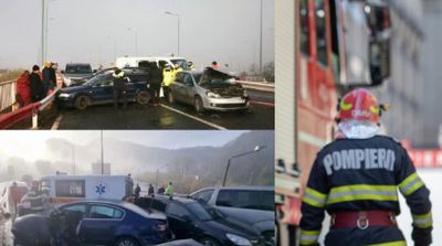Carambol pe DN1, la ieșirea din Brașov: 17 mașini au fost implicate, printre care și o ambulanță. Care a fost cauza