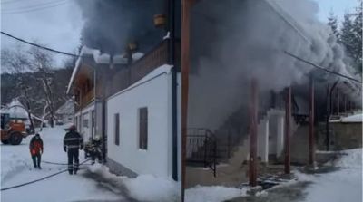 Incendiu la mănăstirea Sihăstria Putnei din Suceava. Zeci de pompieri intervin de urgență!  - VIDEO