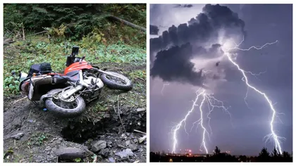 Un motociclist din Alba a fost lovit de FULGER în mers. A fost găsit în stop cardio-respirator și resuscitat la timp