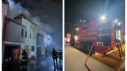 Incendiu puternic lângă București. Pompierii au intervenit într-un complex rezidențial