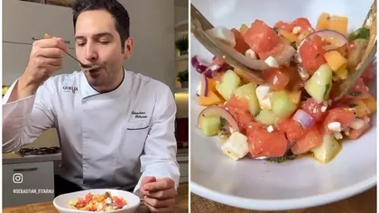 Salata verii cu pepene și brânză care te ajută să slăbești. Rețeta a fost făcută publică. Este extrem de delicioasă