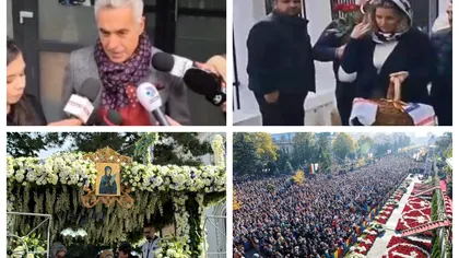 Cristela şi Călin Georgescu s-au rugat la moaştele Cuvioasei Parascheva. Baie de mulţimela Iaşi: „Georgescu preşedinte!!