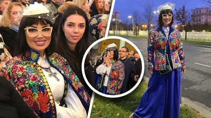 Primiți cu Sorcova? Ozana Barabancea, ușor de confundat cu un păun la sfințirea Catedralei Mântuirii Neamului. Vedeta a încercat să strălucească mai tare decât turlele aurite ale lăcașului de cult