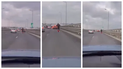 Cursă cu trotineta pe Autostrada A3. Bărbatul gonea cu 90 km/h printre mașini: „I-a zis una că e singură acasă”