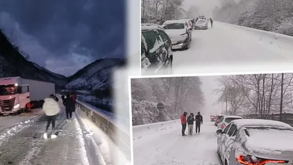 Blocaj pe Valea Oltului. Un TIR a derapat, iar echipajele de poliție au intervenit de urgență. FOTO