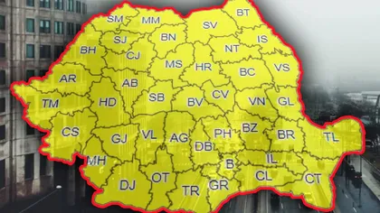 Fenomen meteo periculos în România. Val de alerte emise de ANM, zeci de localități sunt afectate
