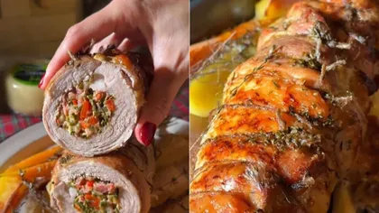 Rulada de porc, preparatul vedetă de pe masa de Crăciun. Rețeta este foarte simplă și ușoară