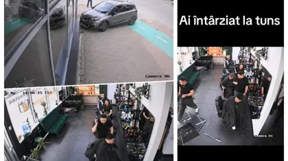„Serviţi un tuns?” O maşină scăpată de sub control a intrat într-o frizerie plină de clienţi din Bacău VIDEO