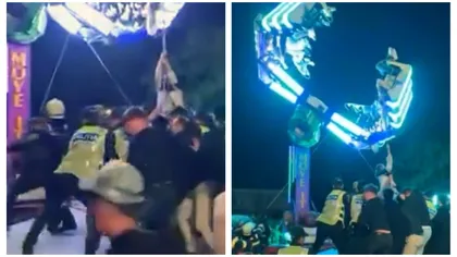 Clipe de panică în Caransebeș. 17 copii au stat 40 de minute cu capul în jos după ce caruselul în care se aflau s-a stricat
